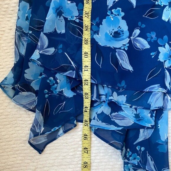 Evan Picone Fit & Flare Blue Floral Sleeveless Midi Dress Size 14P - Picture 10 of 10